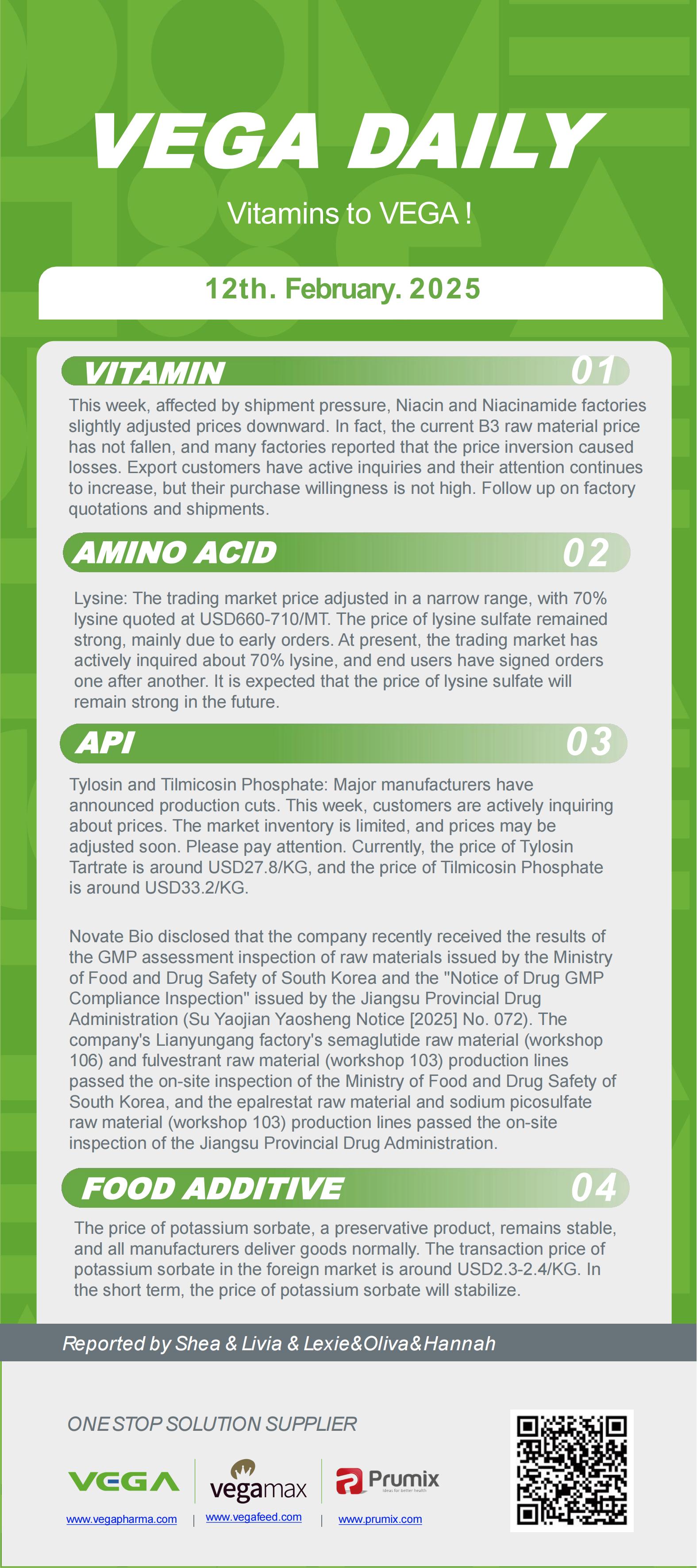 Vega Daily Dated on Feb 12th 2025 Vitamin Amino Acid APl Food Additives.jpg